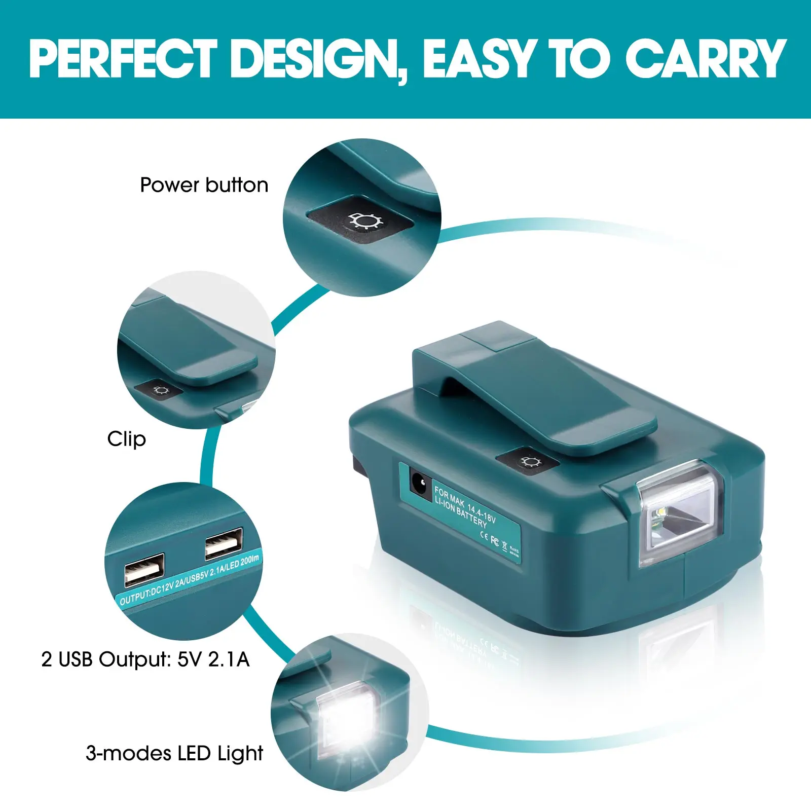 محول مع ضوء مع نوع c + USB لأض - مراجعة Power Tools Types وسعره